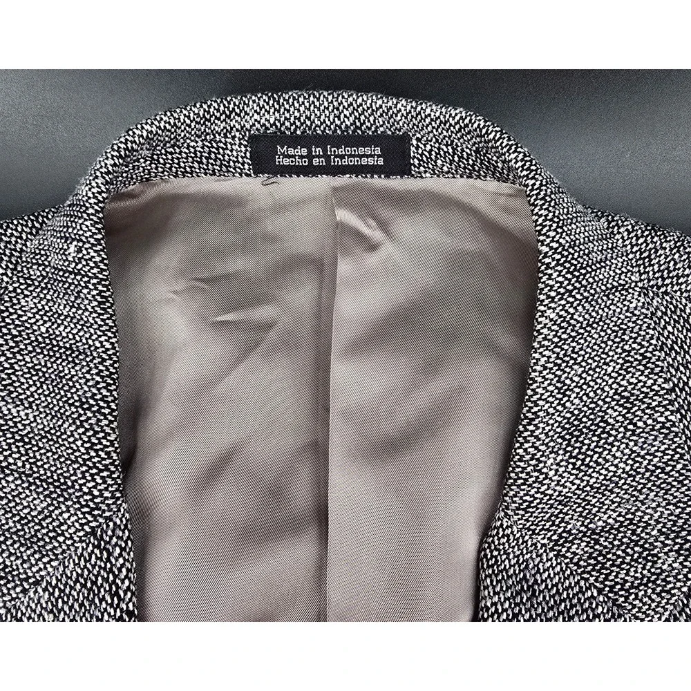 Stafford Blazer 46R 100% Silk‎ Tweed Black White Sport Coat Two Button